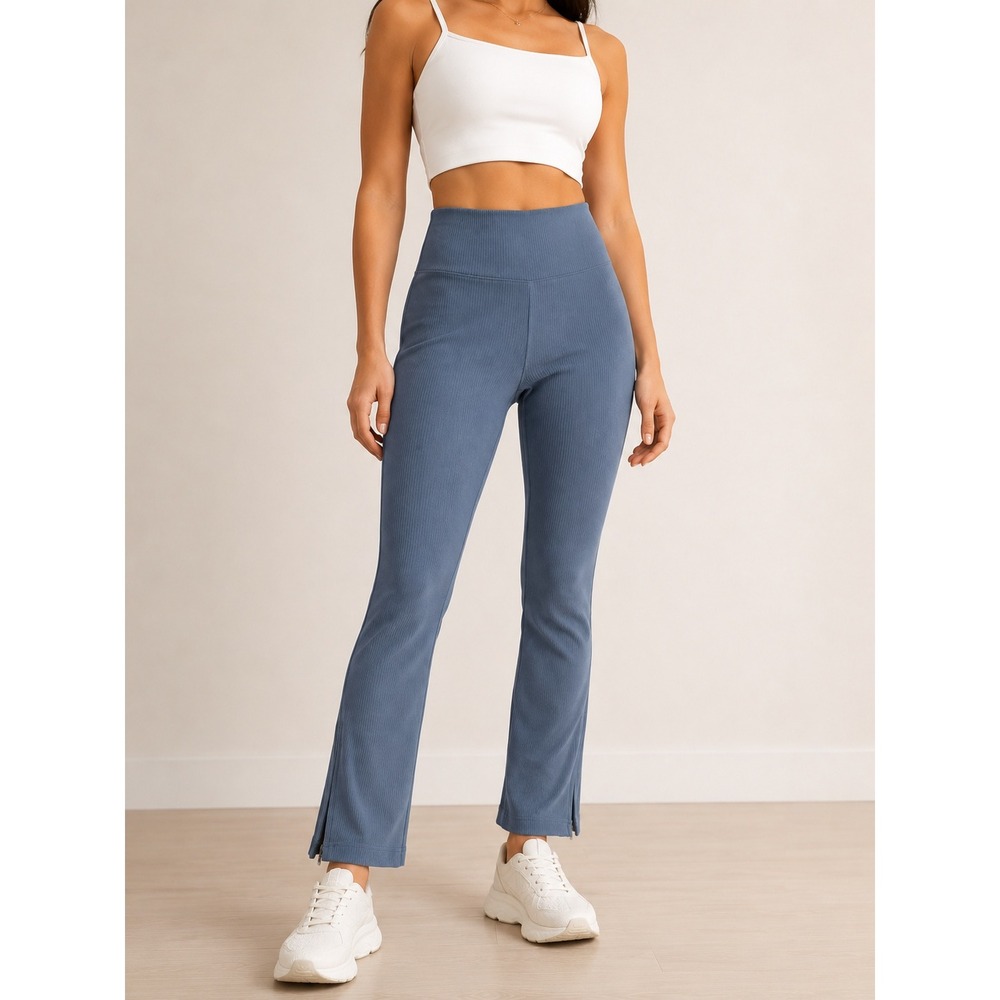 Lululemon Ribbed Softstreme Zip-Leg Crop Pant 25" Blue Gray Size 4